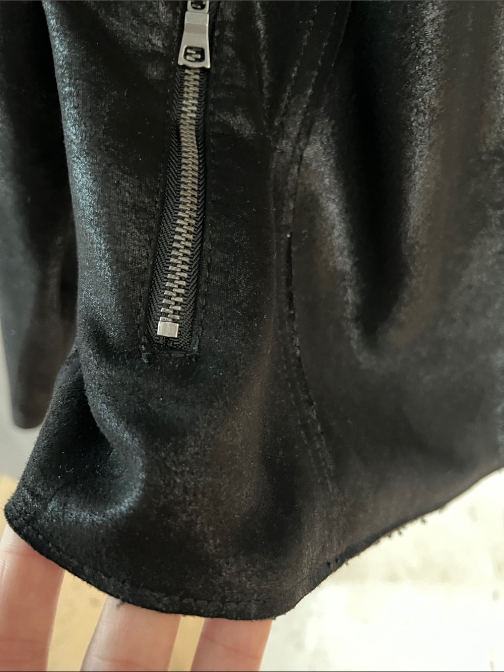 $168 EVEREVE Marren sueded Moto Jacket black M - Picture 10 of 10